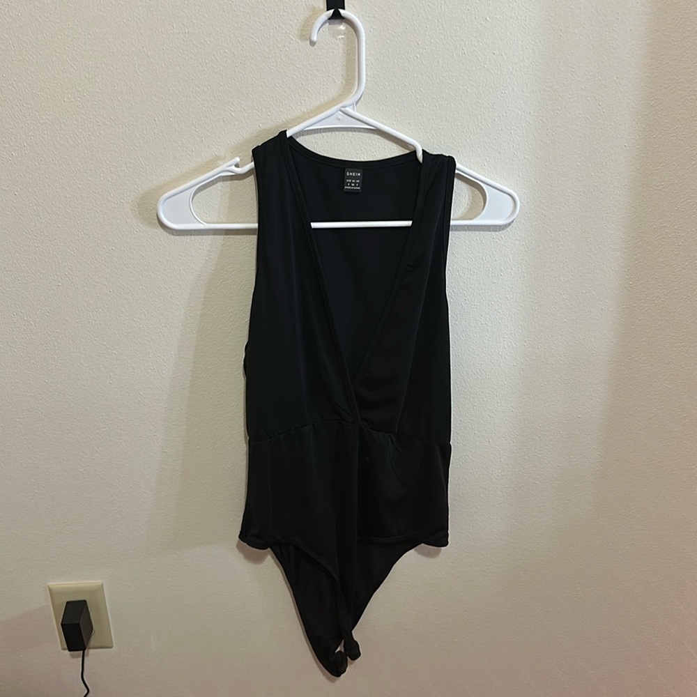 Black plunge bodysuit
